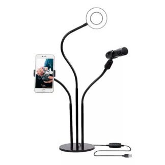 Aro de luz con soporte para celular y micrófono